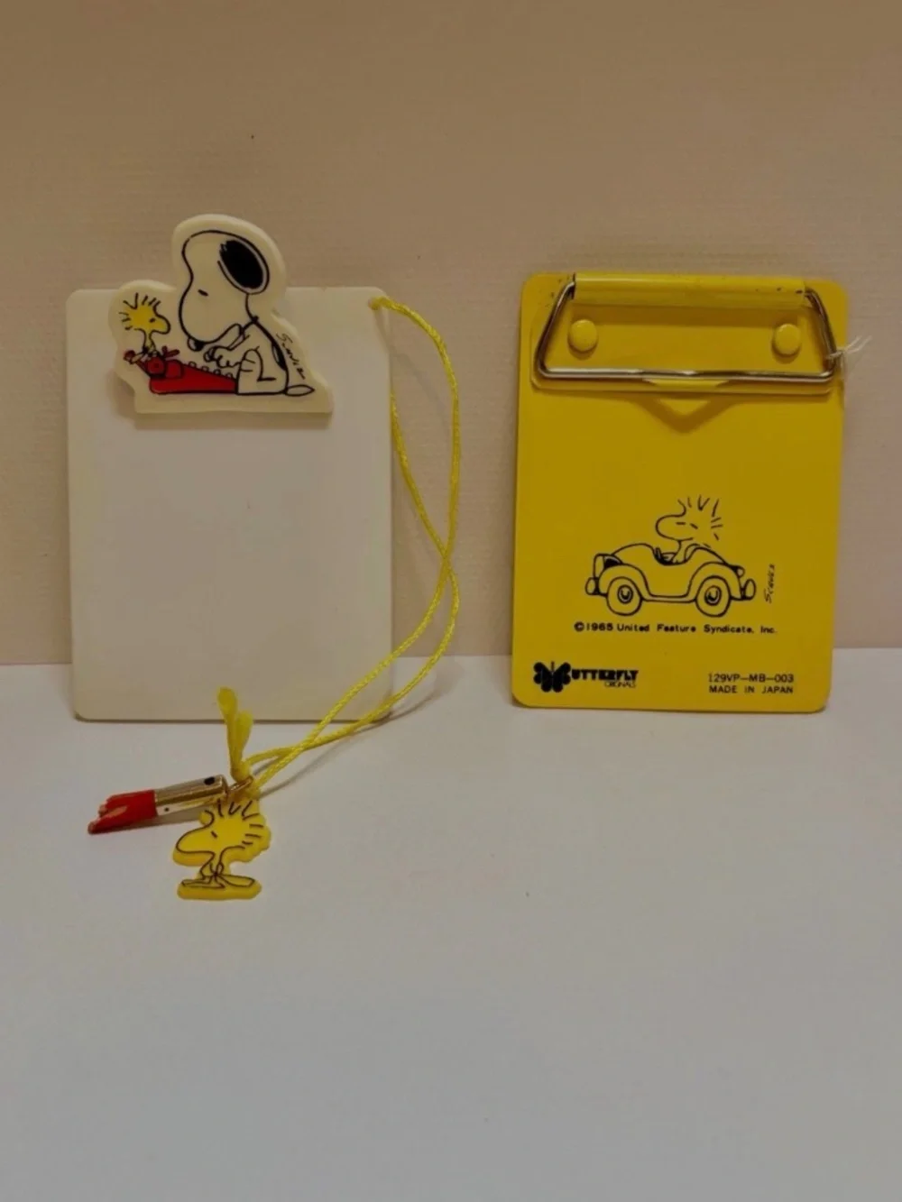 Vintage 1965 Japan Snoopy & Woodstock Mini Clipboards Set of 2 Schulz Peanuts